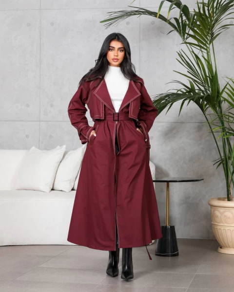 Burgundy Blazer Abaya  IB260 Burgundy